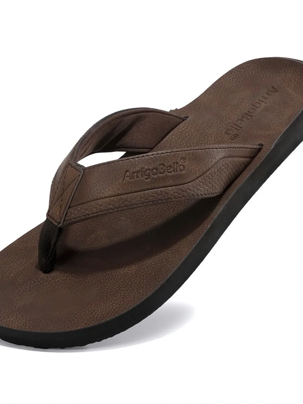 Men's Brown Leather Flip Flop Sandals
